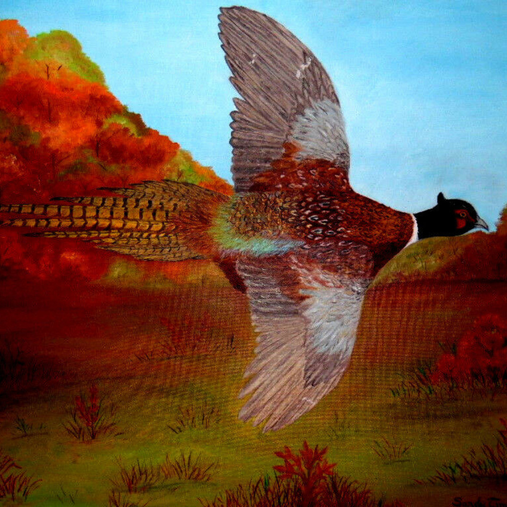 Original Fall trees Art Farm Wall Art Bird